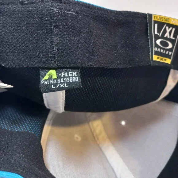 Oakley Frogskins hat men flex fit L XL L/XL Embroidered Cap Frog Blue White Rare - Picture 9 of 10